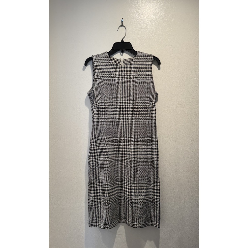J. McLaughlin Size Small Houndstooth Print‎ Sleeveless Sheath Dress Black White